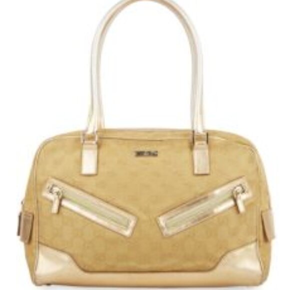 Gucci Handbags - SALE! Vintage Gucci Princy GG Logo Gold Bowler Boston Bag Satchel Canvas Leather